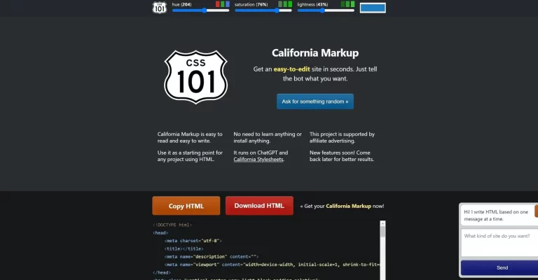 AI HTML Generator - California Markup